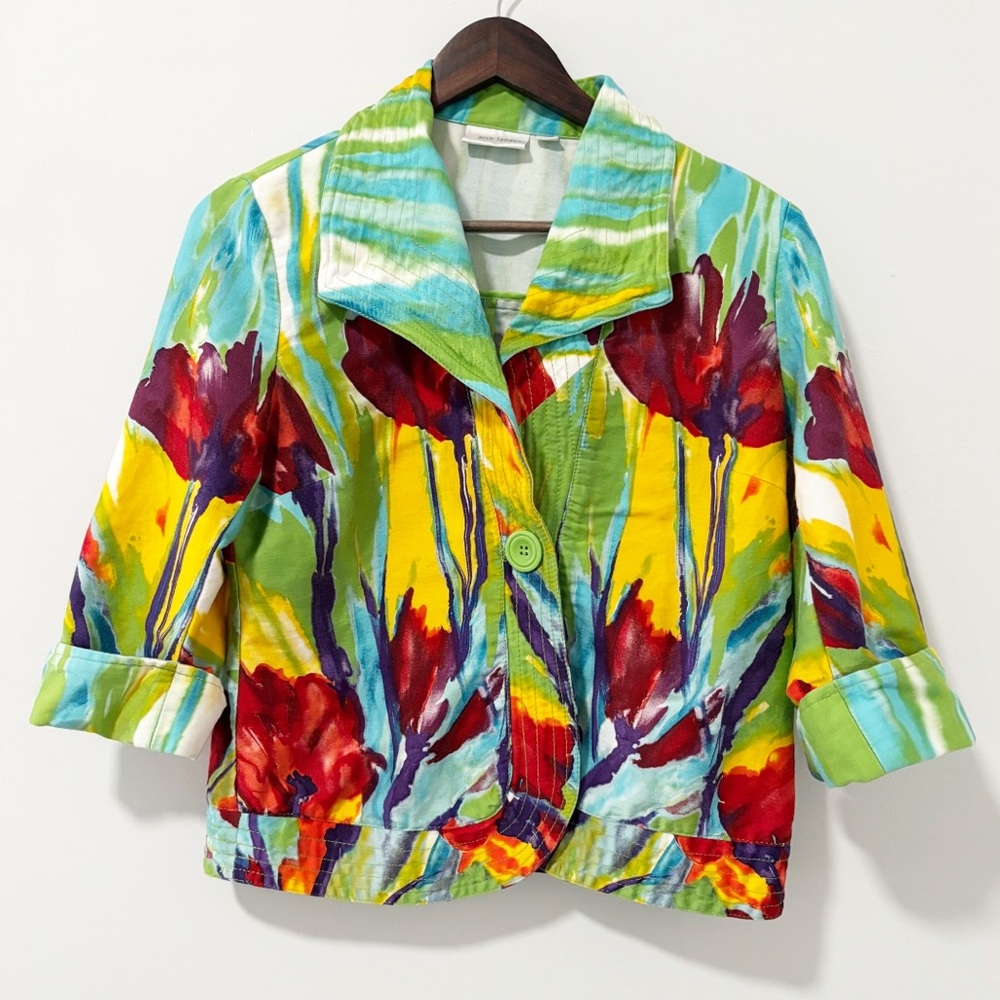Erin London‎ Womens Multi Color Floral Blazer Jacket Size Small
